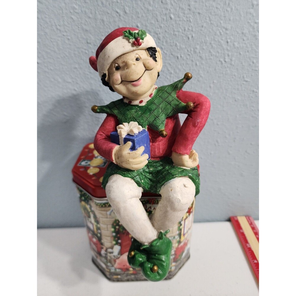 Vintage Elf Shelf Sitter Stocking Holder Ceramic Figurine